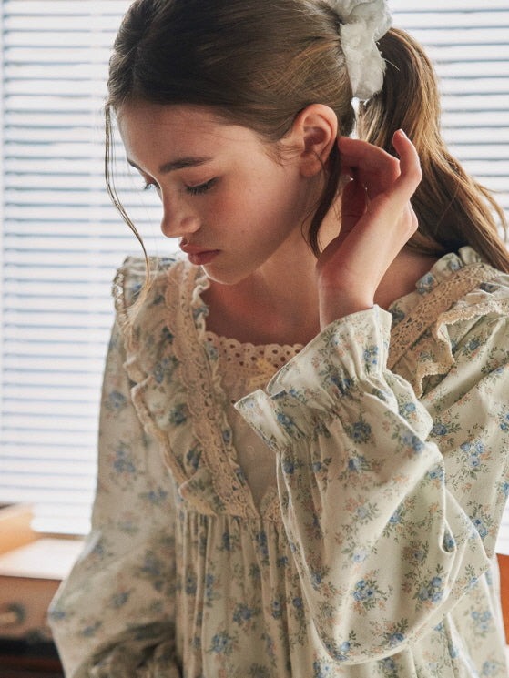 Blue Garden Vintage Lace Nightgown