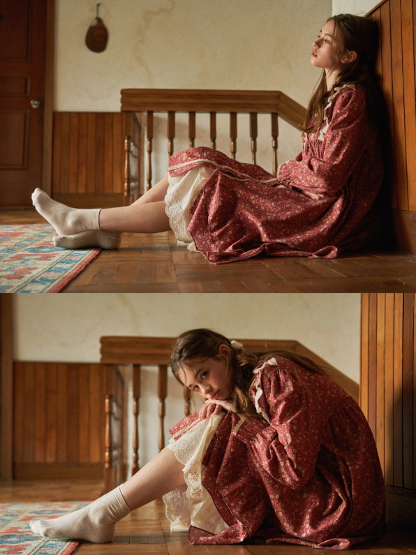 Vintage Rose Ruffle Lace Nightgown