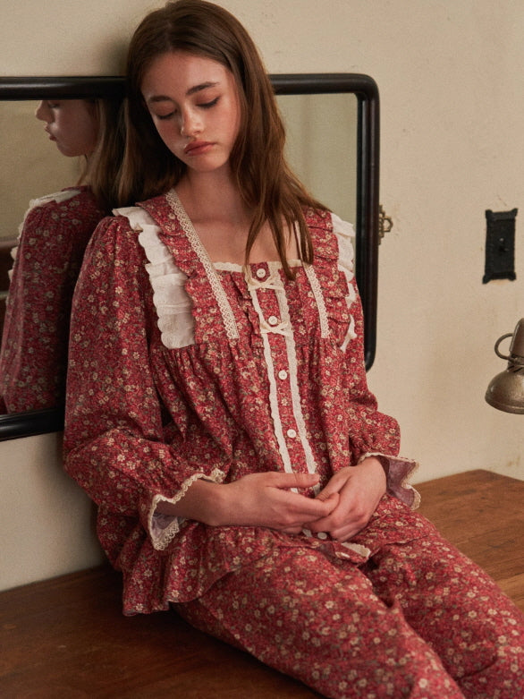 Rose Garden Vintage Lace Loungewear Set