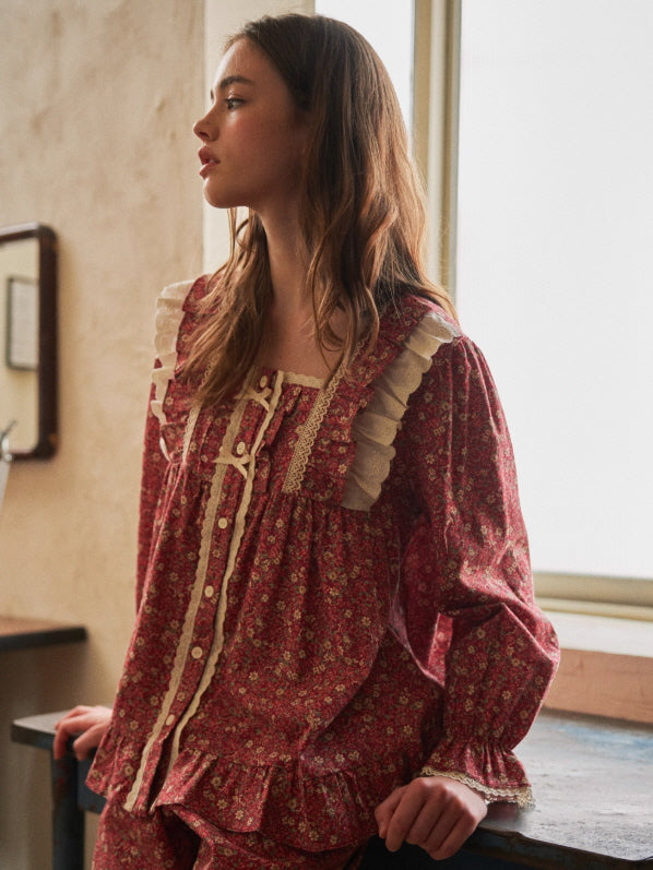 Rose Garden Vintage Lace Loungewear Set