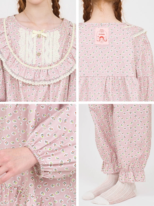 Blush Daisy Lace Ruffle Loungewear Set