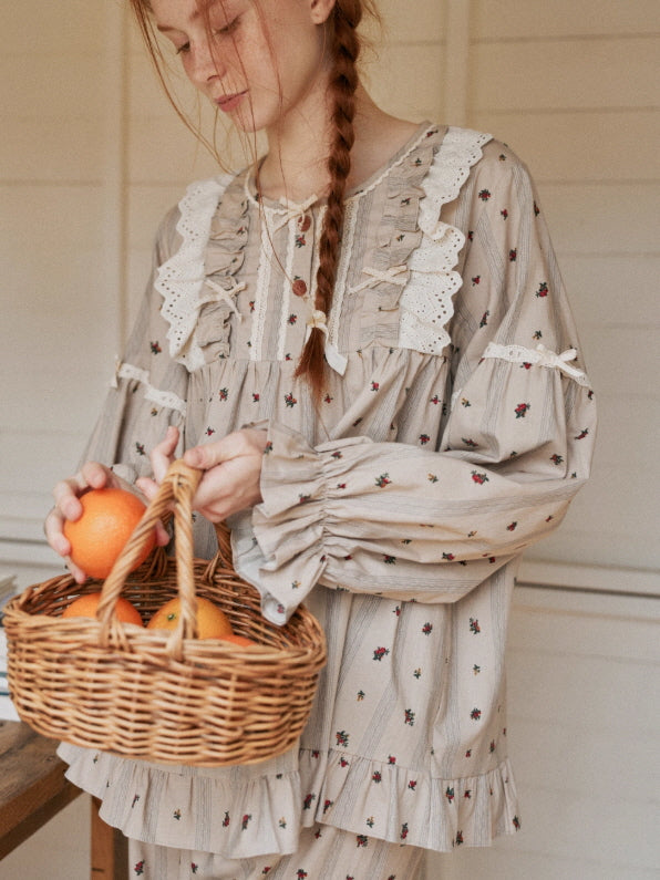 Rosebud Cottage Ruffle Loungewear Set