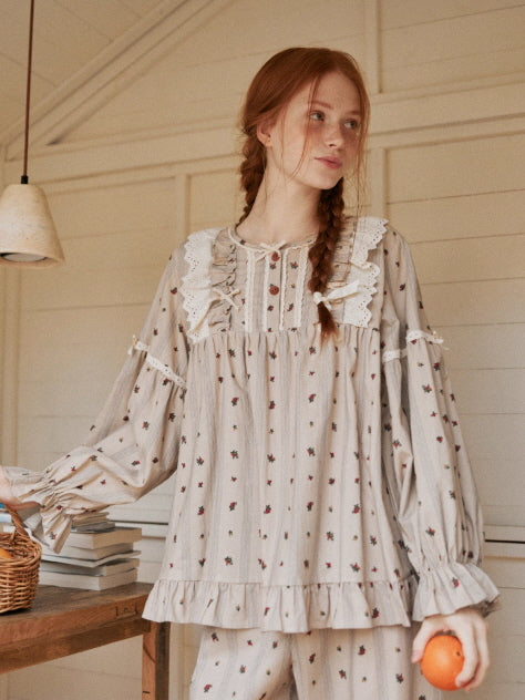 Rosebud Cottage Ruffle Loungewear Set