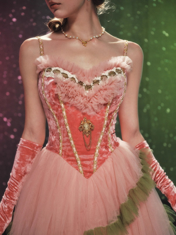 Enchanted Rosette Velvet Corset Tulle Dress