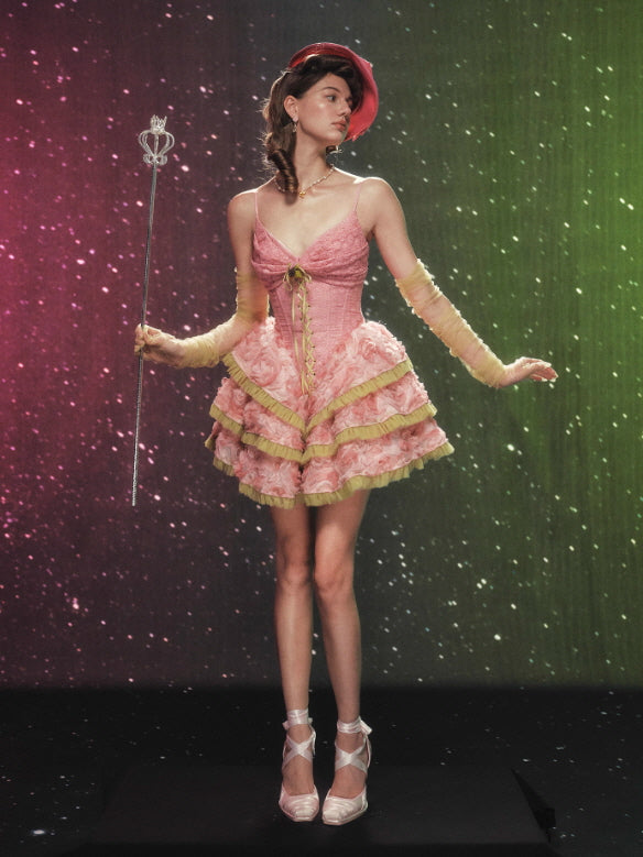 Blossom Parade Rosette Corset Mini Dress