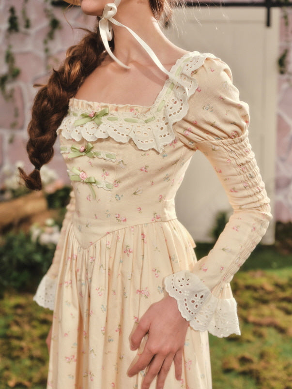 Spring Garden Lace Ribbon Cottage Dress