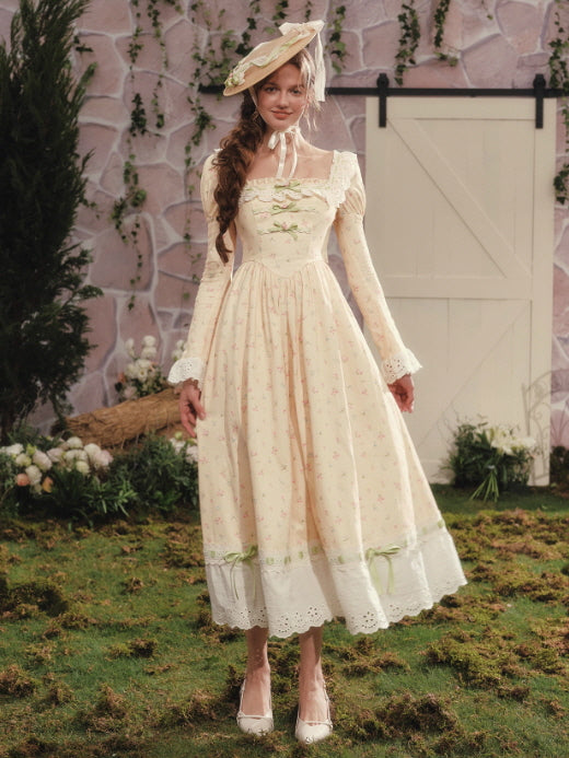 Spring Garden Lace Ribbon Cottage Dress