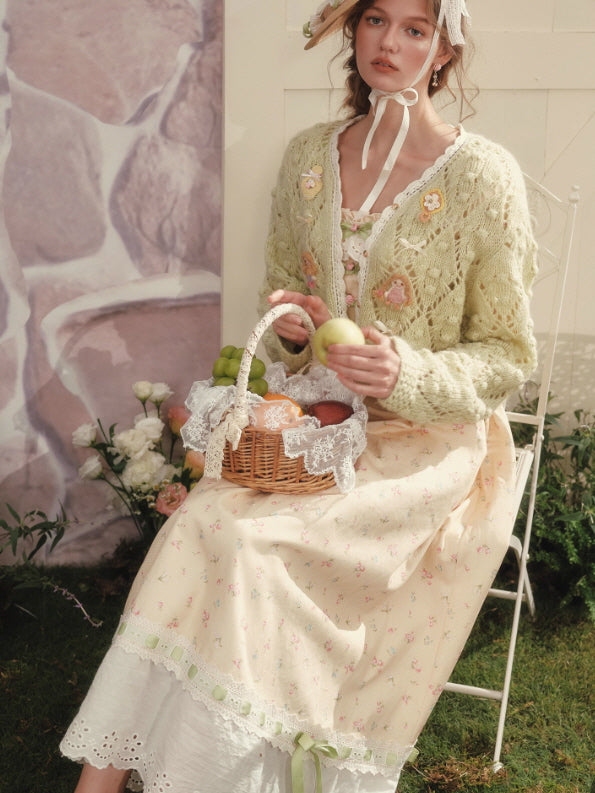 Spring Garden Lace Ribbon Cottage Dress