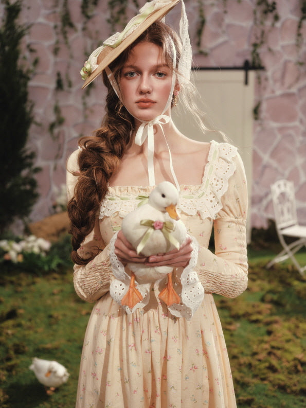 Spring Garden Lace Ribbon Cottage Dress