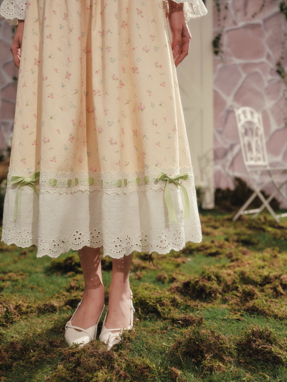 Spring Garden Lace Ribbon Cottage Dress