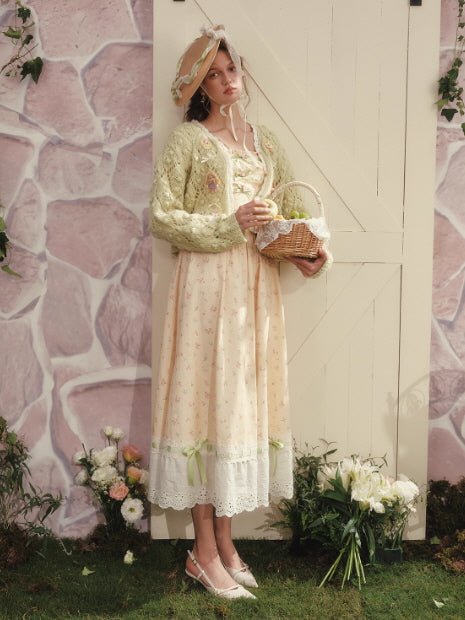 Spring Garden Lace Ribbon Cottage Dress