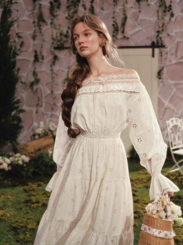 Blossom Meadow Off-Shoulder Cotton Dress