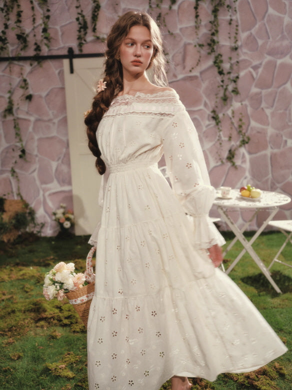 Blossom Meadow Off-Shoulder Cotton Dress