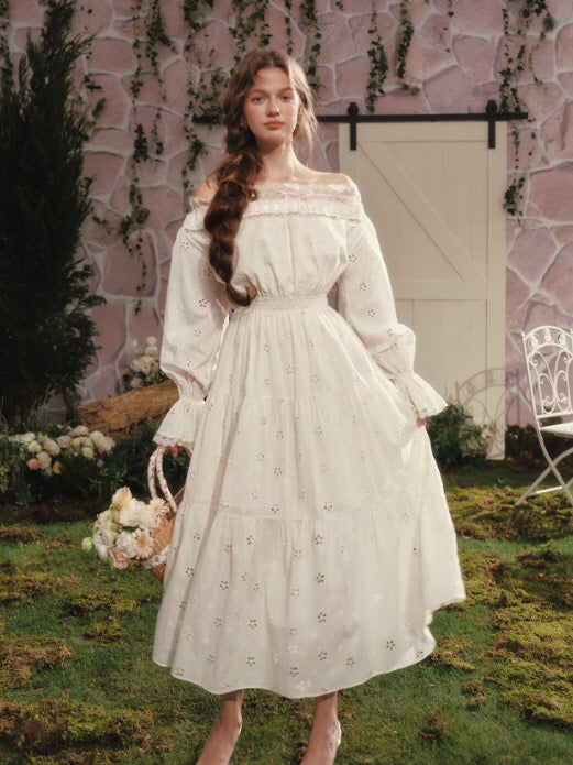 Blossom Meadow Off-Shoulder Cotton Dress