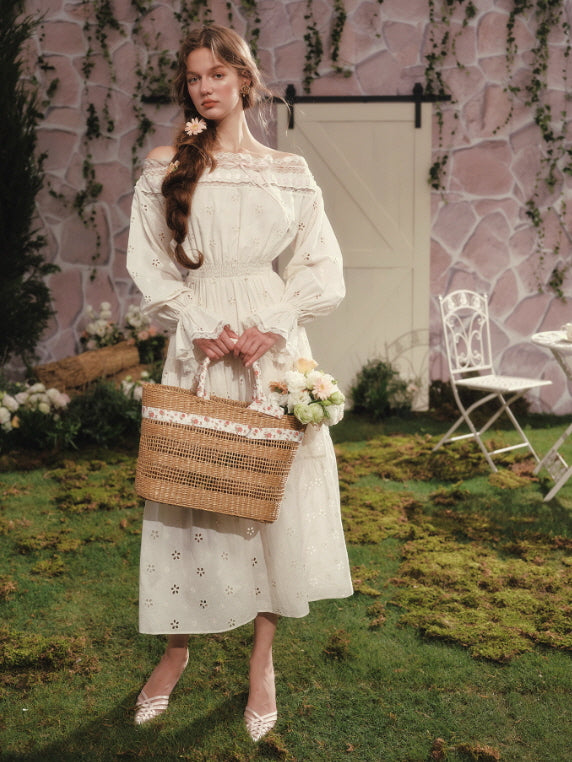 Blossom Meadow Off-Shoulder Cotton Dress