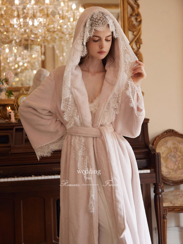 Rose Veil Lace Hooded Robe