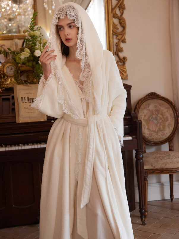 Rose Veil Lace Hooded Robe