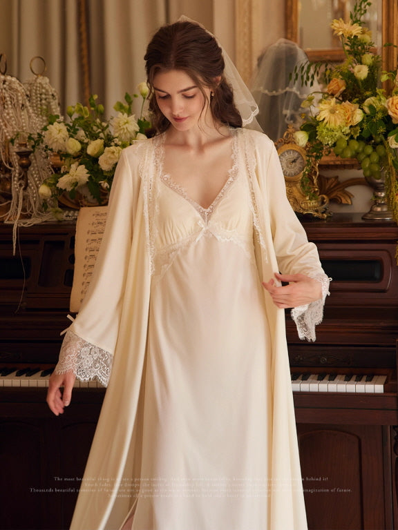 Moonlit Lace Reverie Nightgown & Robe