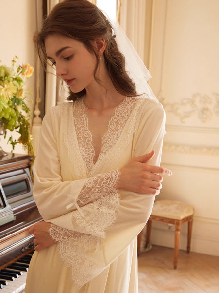 Moonlit Lace Reverie Nightgown & Robe