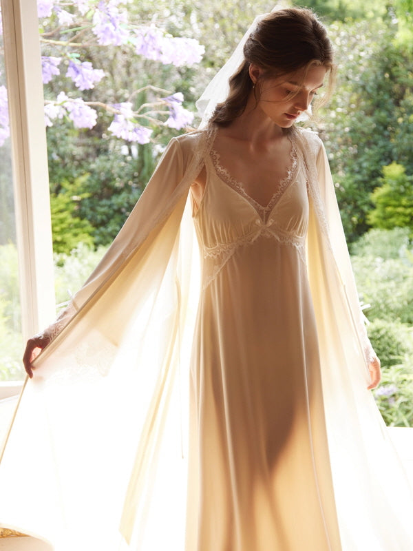 Moonlit Lace Reverie Nightgown & Robe