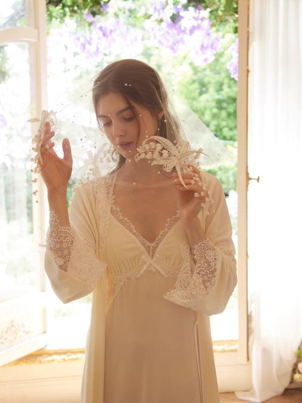 Moonlit Lace Reverie Nightgown & Robe