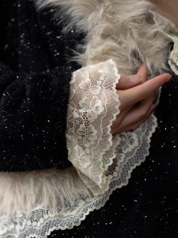 Midnight Fur Collar Winter Robe