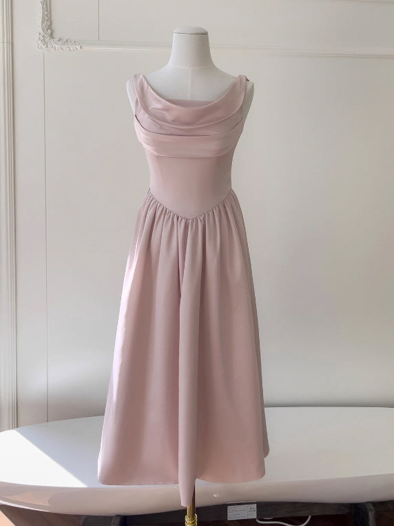 Blush Silhouette Drape Backlace Dress