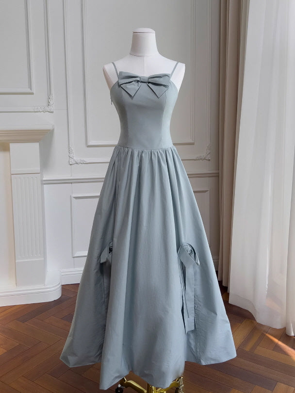 Powder Blue Garden Rose Lace-Up Dress