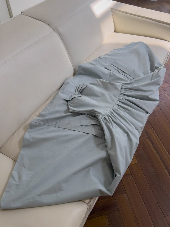 Powder Blue Garden Rose Lace-Up Dress