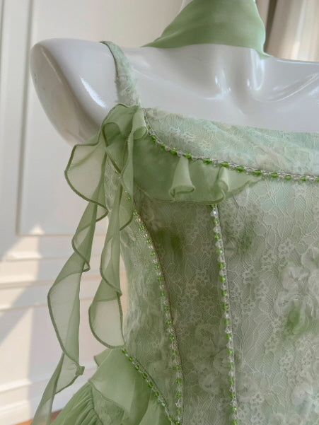 Mint Garden Lace Tiered Fairy Dress