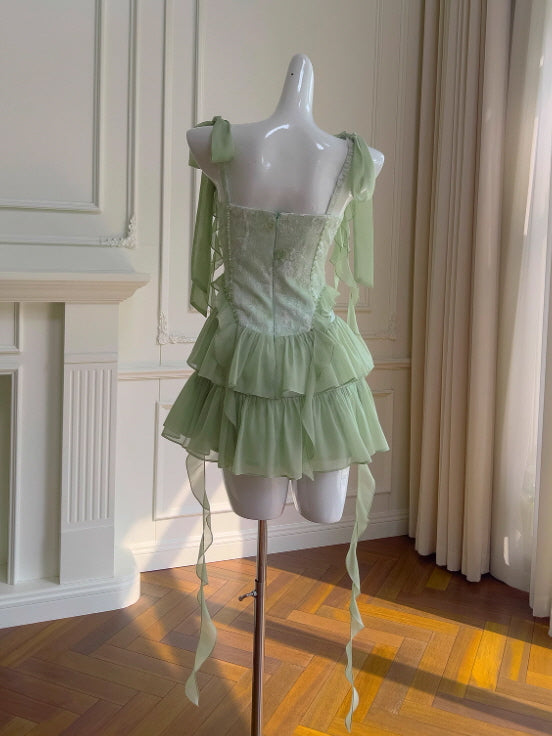 Mint Garden Lace Tiered Fairy Dress