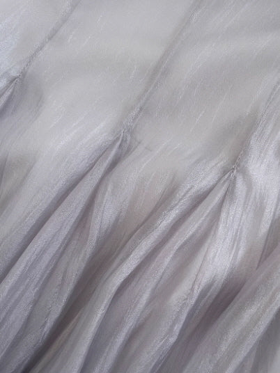 Moonlit Silver-Lavender Off-Shoulder Chiffon Dress