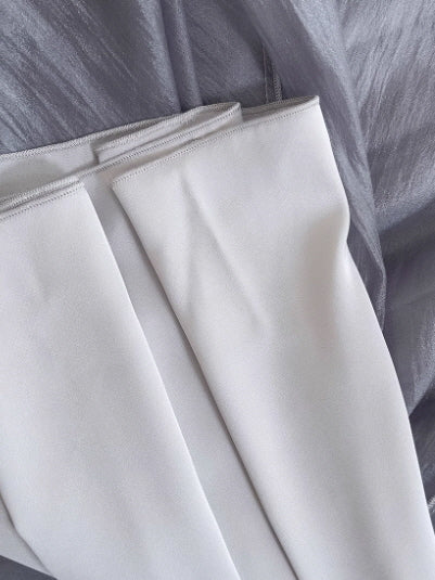 Moonlit Silver-Lavender Off-Shoulder Chiffon Dress