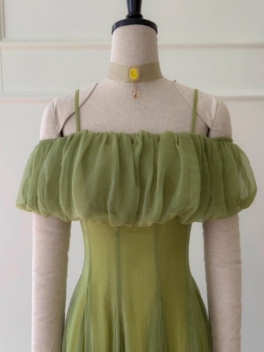 Fairy Olive Whisper Chiffon Dress