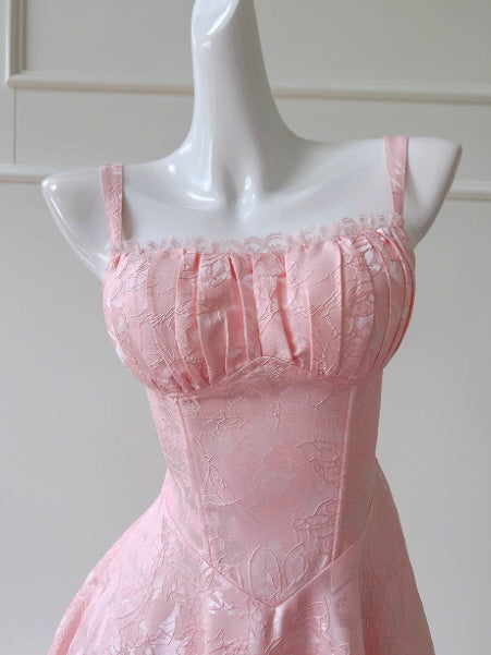 Blush Rosette Jacquard Corset Dress