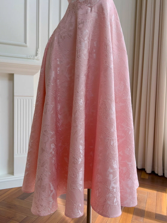 Blush Rosette Jacquard Corset Dress