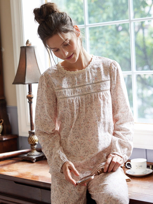 Blush Meadow Lace-Trim Loungewear Set