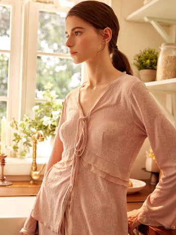 Blush Whisper Lace Loungewear Set