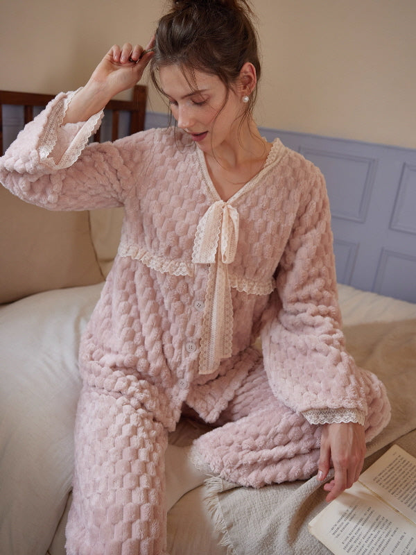 Rose Cloud Vintage Ribbon Loungewear Set