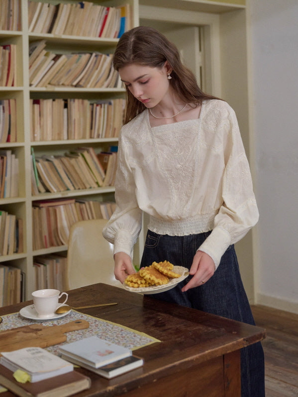 Whispering Garden Embroidered Cotton Blouse