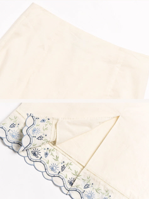 Blue Meadow Embroidered Hem Skirt