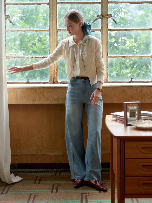 Blue Meadow Embroidered Collar Blouse