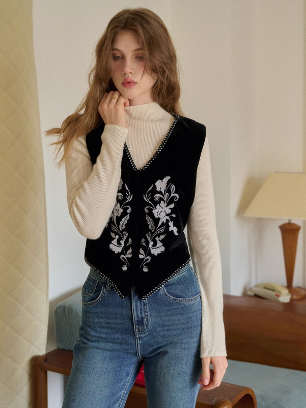 Velvet Garden Embroidered Vintage Vest & Skirt