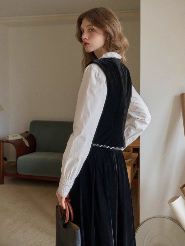 Velvet Garden Embroidered Vintage Vest & Skirt