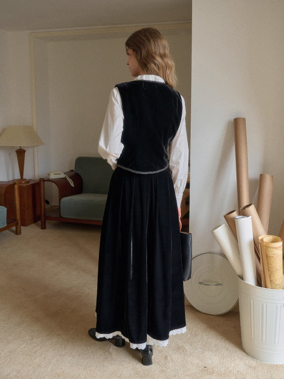Velvet Garden Embroidered Vintage Vest & Skirt
