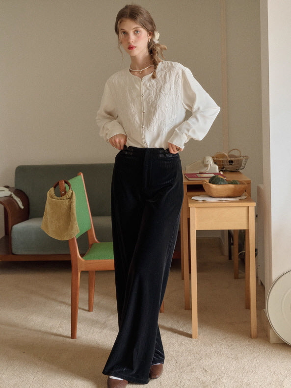 Soft Ivory Embroidered Vintage Blouse