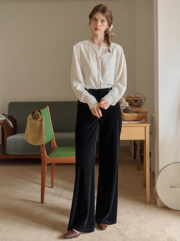 Soft Ivory Embroidered Vintage Blouse