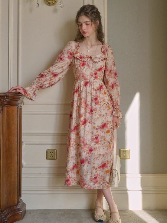 Pink Blossom Ruffle Vintage Dress