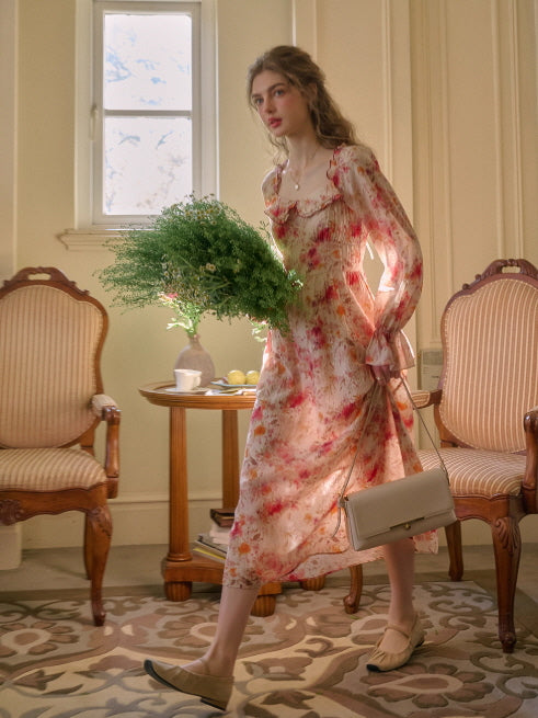 Pink Blossom Ruffle Vintage Dress