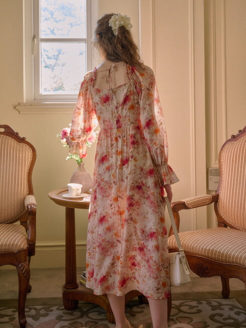 Pink Blossom Ruffle Vintage Dress